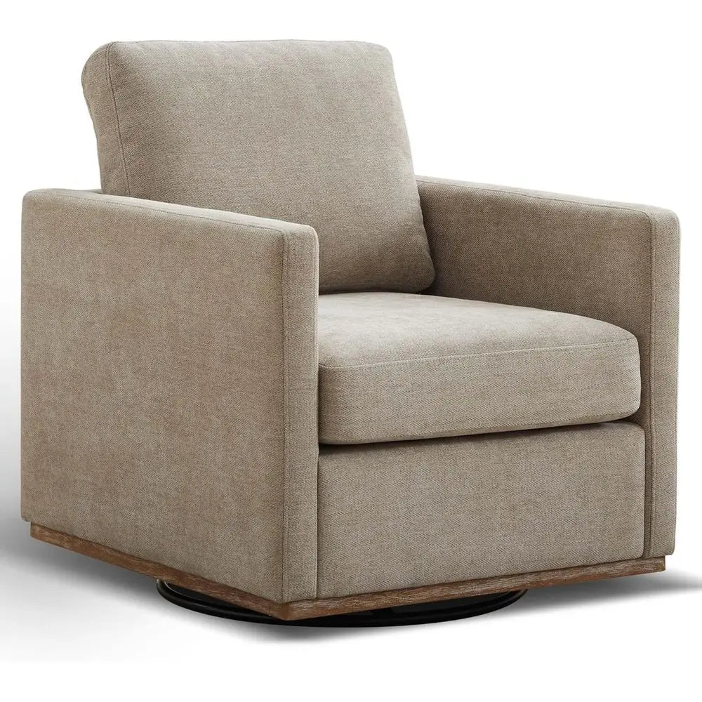 Swivel Accent Chair With Wavy Chenille Upholstery For Living Room