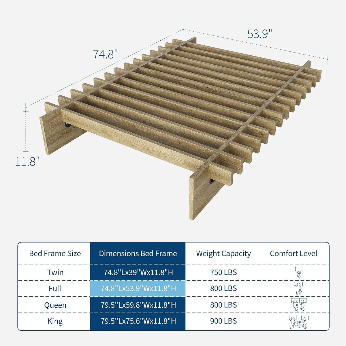 HiMISS Wood Platform Bed Frame Low Profile No Box Spring