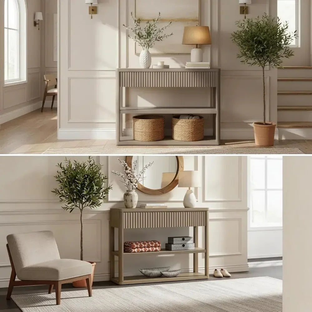 Entryway Table With Storage And 2 Drawers And Shelves