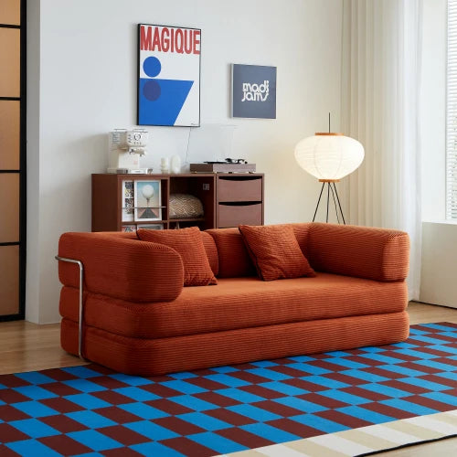 Floor Sofa Bed Convertible With Carpet Pillows And Stable Frame