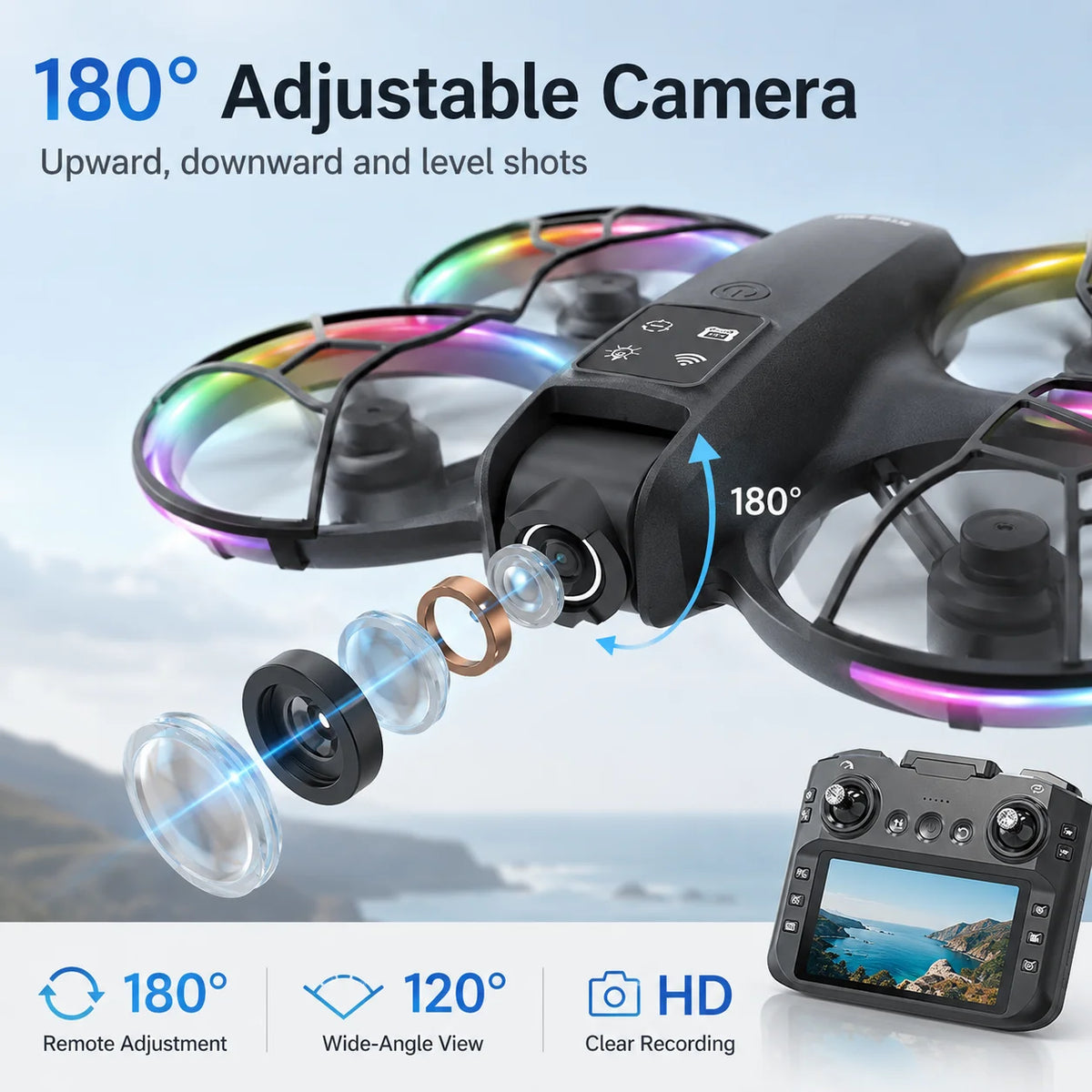 ZNLYRION K200MAX Mini Drone With Adjustable Camera And LCD Remote