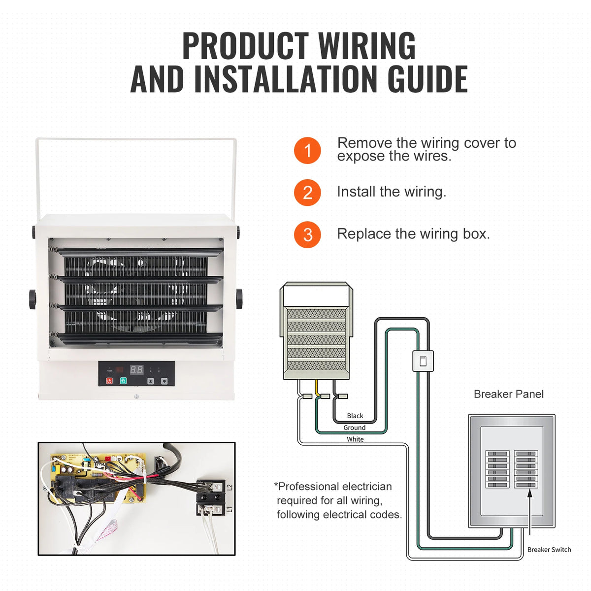 Digital Wall Garage Heater With Remote Control And Overheat Protection