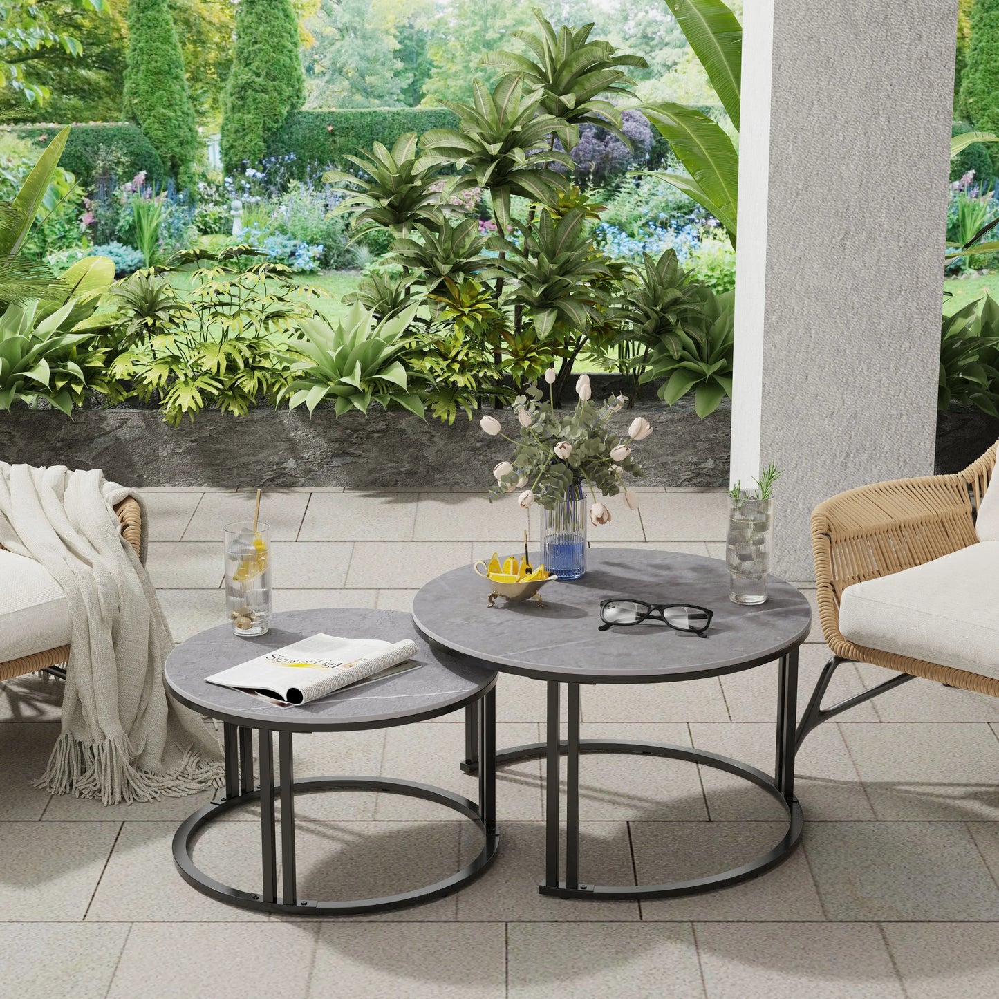 Wisfor Circle Nesting Coffee Table Set Of 2 Sinter Stone