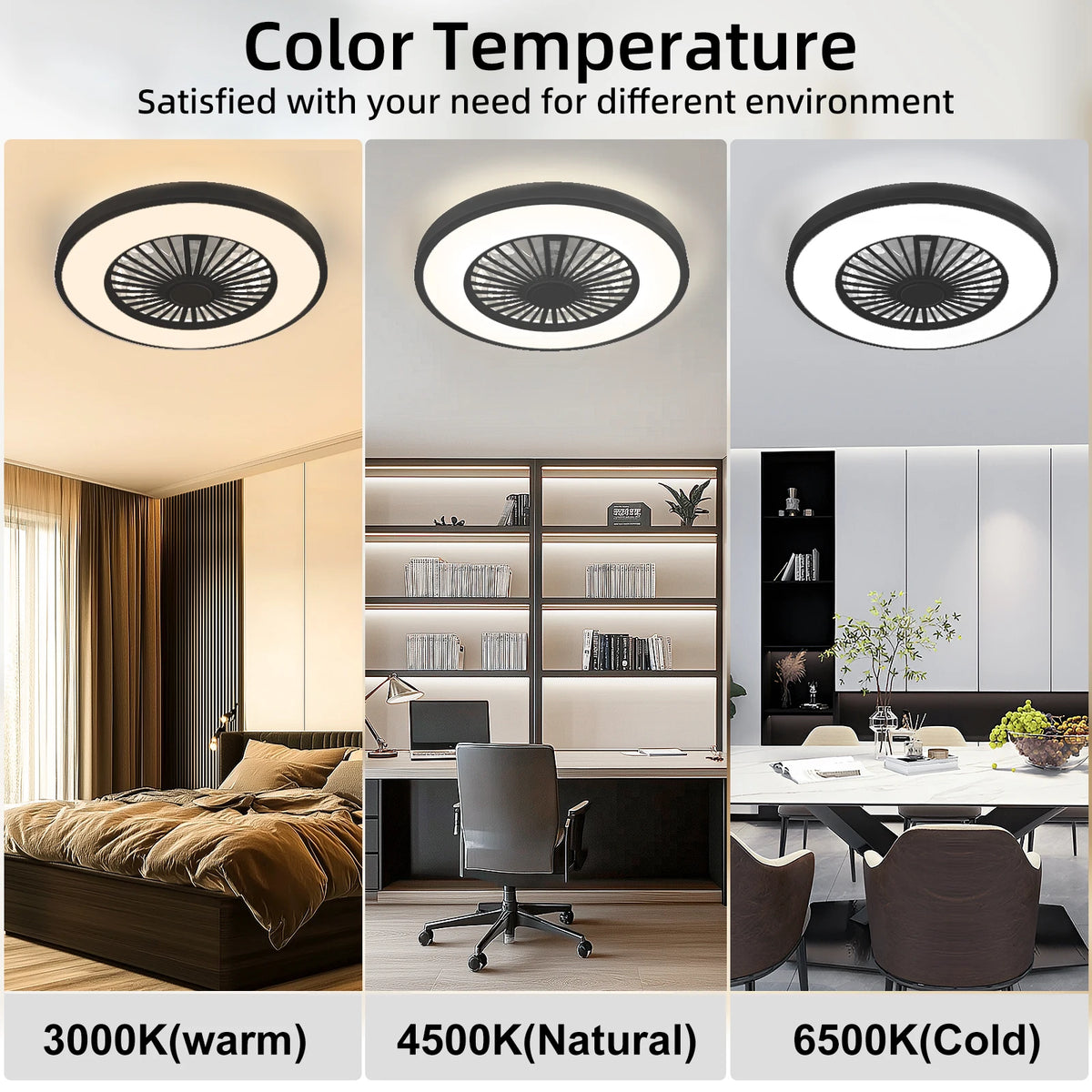 Silent Ceiling Fan With Light Reversible DC Motor Remote Control