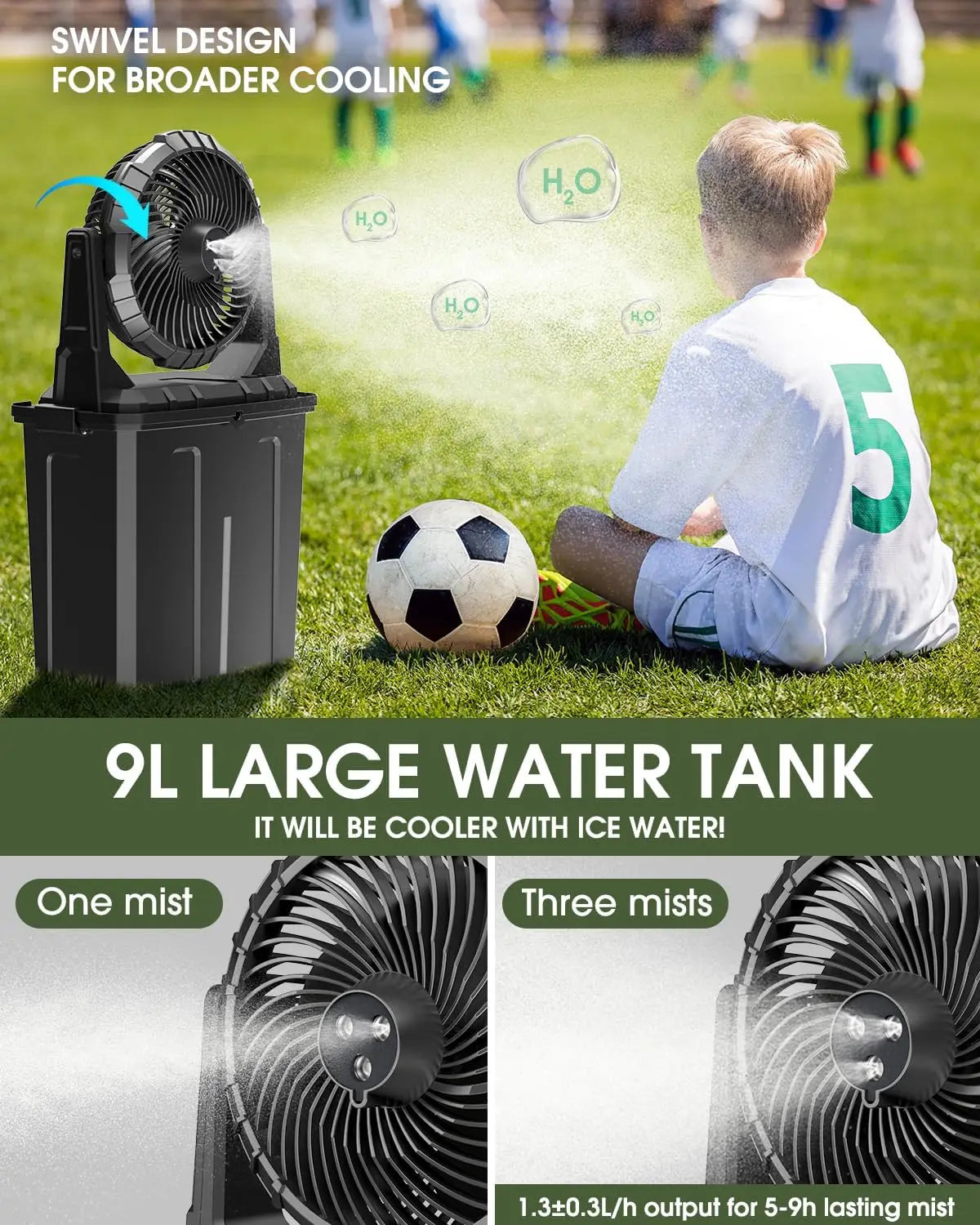 XMSJ Portable Misting Fan Outdoor Battery Powered For Patio
