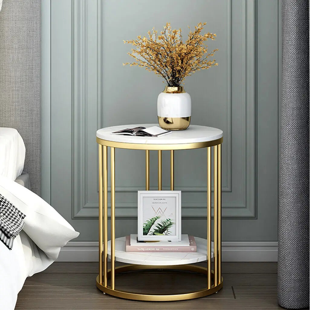 Wisfor Modern Marble Side Table With Jewelry Storage