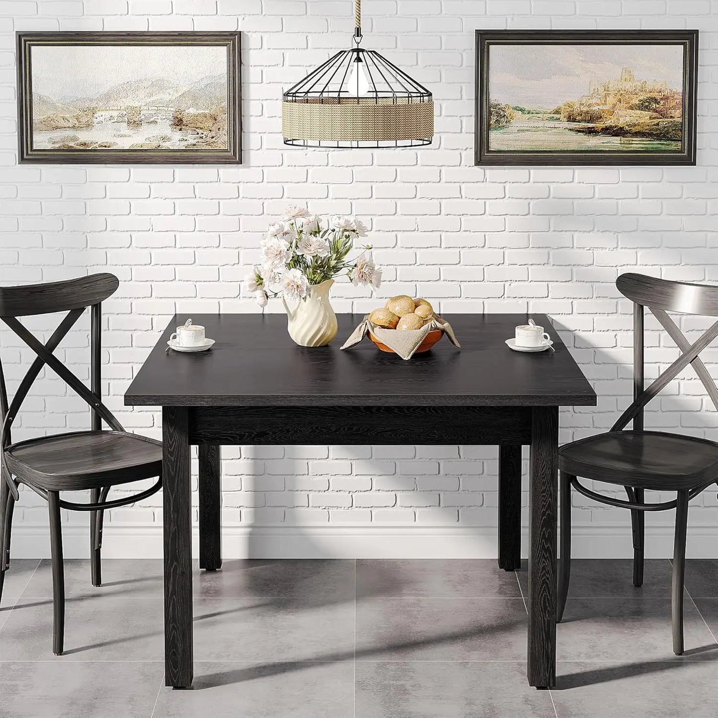 Tribesigns Wood Dining Table Farmhouse Kitchen Table For Four