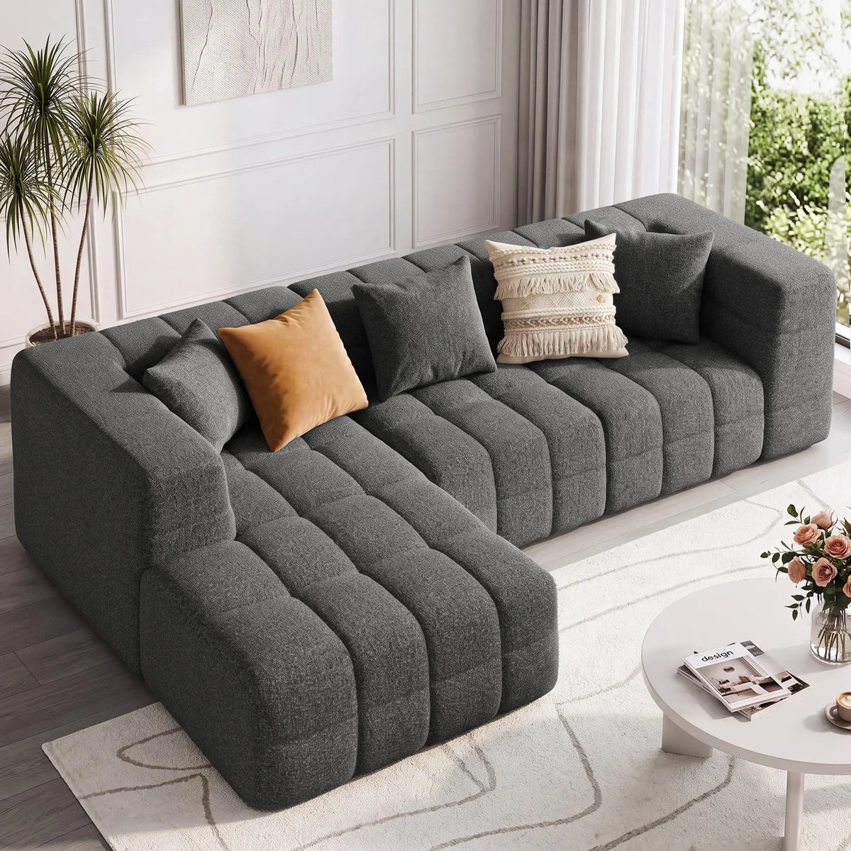 Boneless Modular Sectional Sofa With Chaise Flexible L Shaped Couch
