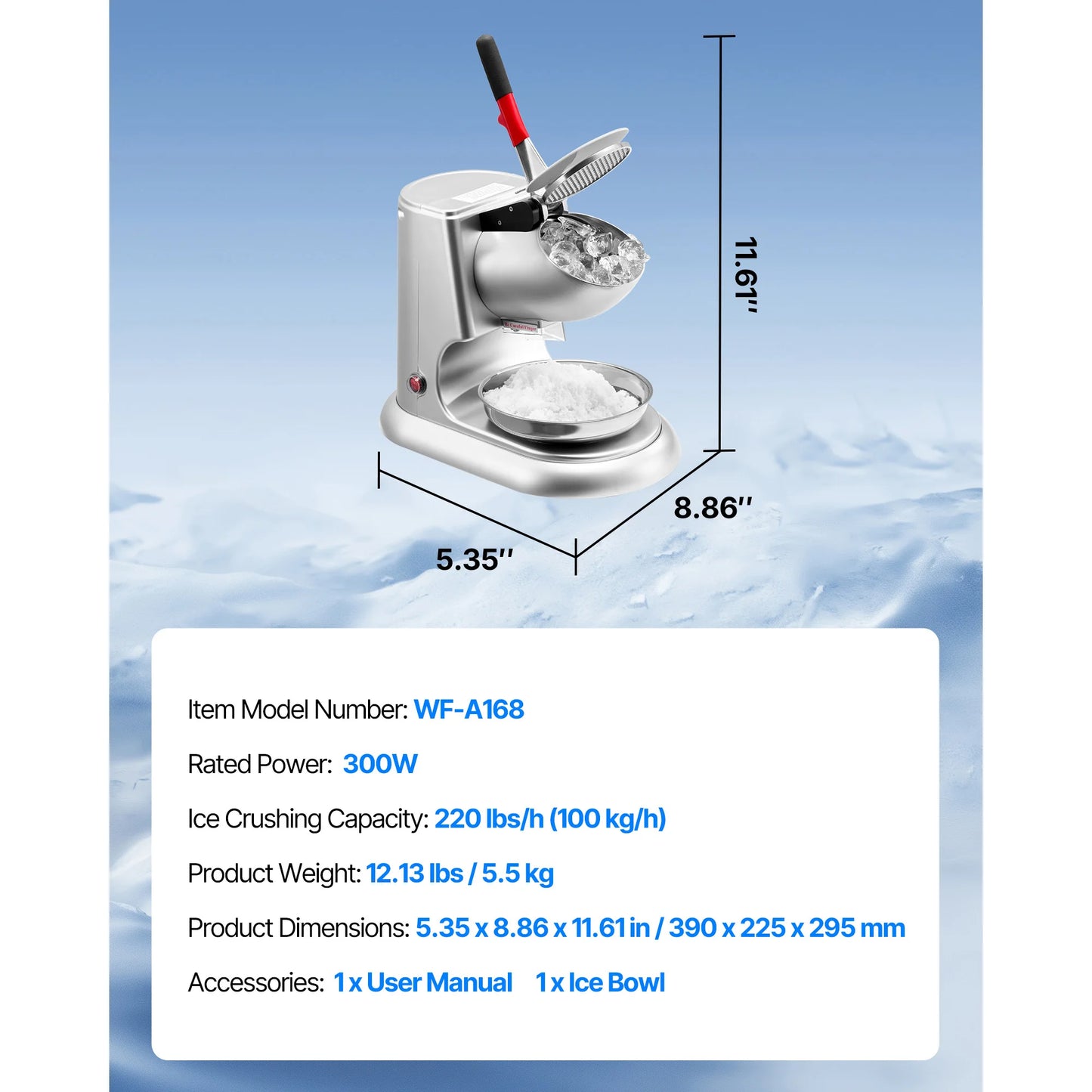 SucceBuy Ice Crusher Machine 220 Lb Per Hour Snow Cone Maker