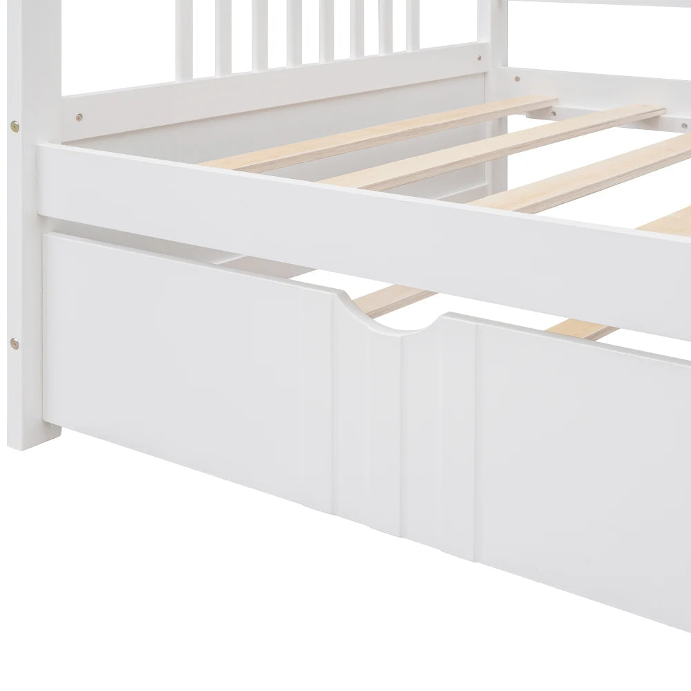 Contemporary Wood Daybed With Trundle Solid Wood Frame