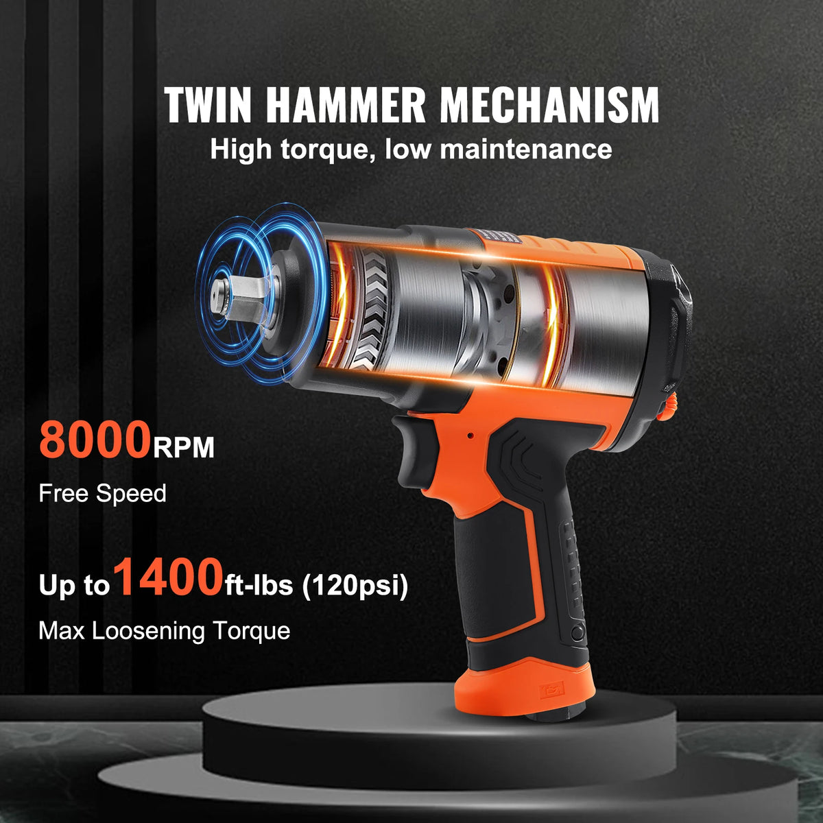 SucceBuy Pneumatic Impact Wrench Kit With Sockets And Case