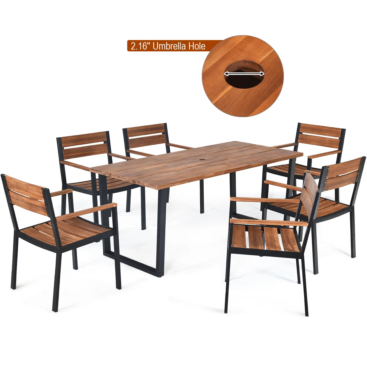 HOMASIS Acacia Wood Outdoor Patio Dining Table And Chair Set