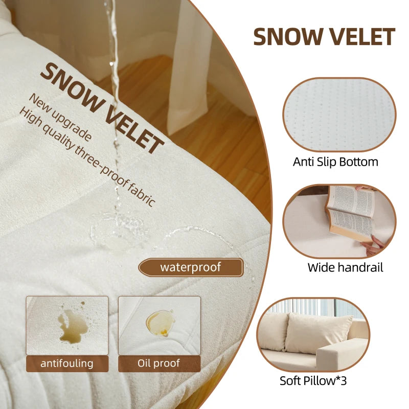 Velvet L Shape Sofa Cover Set With Anti Slip Pillowcases