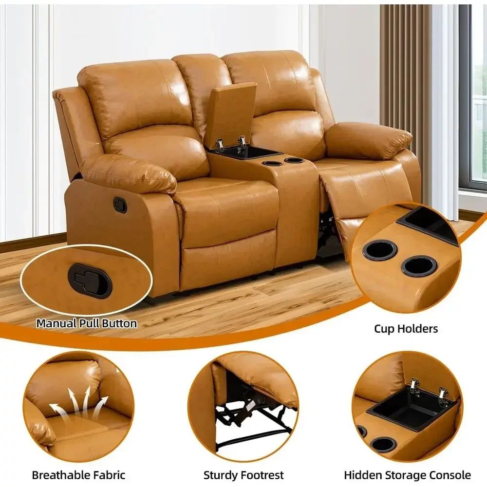 Leather Manual Recliner Sofa Set 3 Piece Loveseat And Chair
