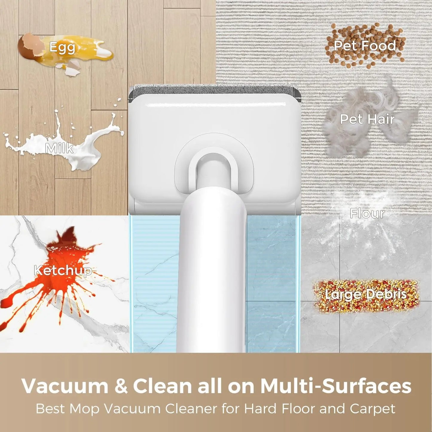 XMSJ Wet Dry Vacuum Cleaner Hard Floors 17000Pa Mop Combo