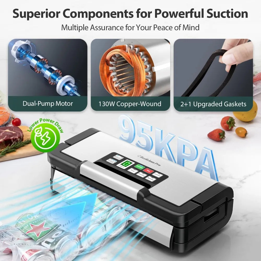 XMSJ Vacuum Sealer Machine AquaLock 95kPa 130W Fully Automatic