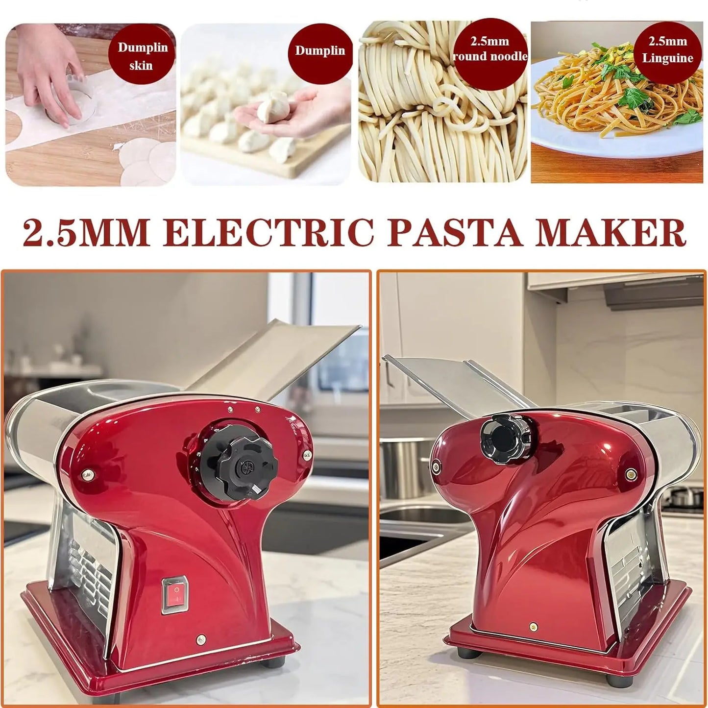 XMSJ Electric Pasta Maker Noodle Dough Press With Cutter 135W