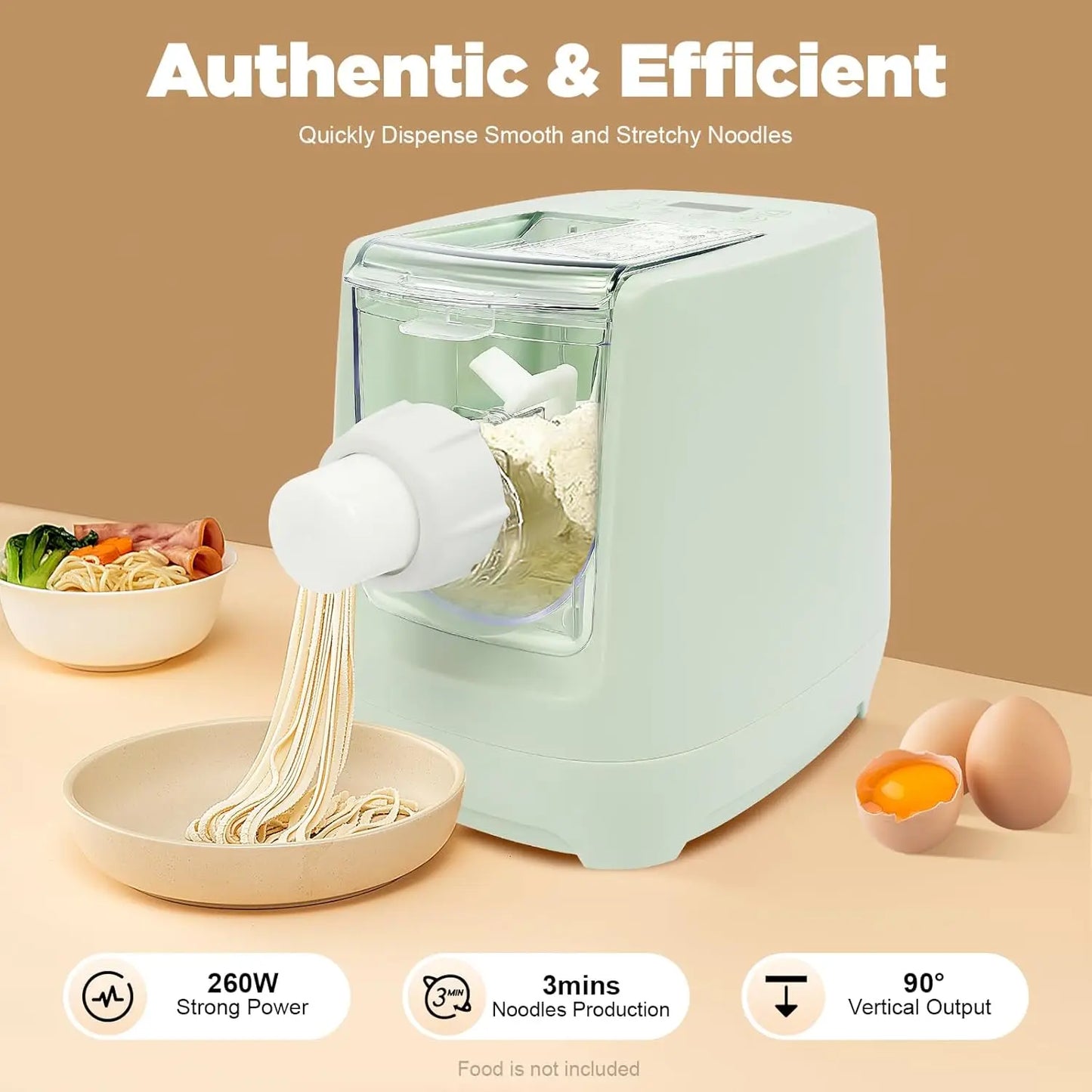 XMSJ Electric Pasta Maker 260W Automatic Noodle Machine With 13 Shapes Discs