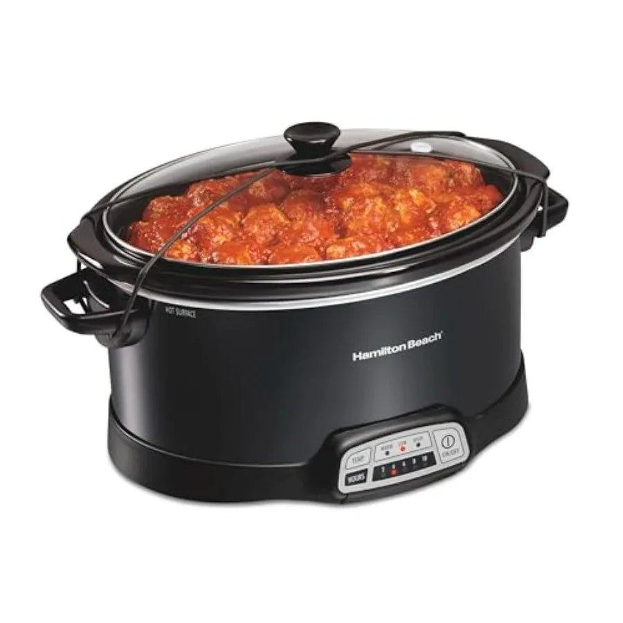Programmable Slow Cooker with Three Temperature Settings and Travel Lid