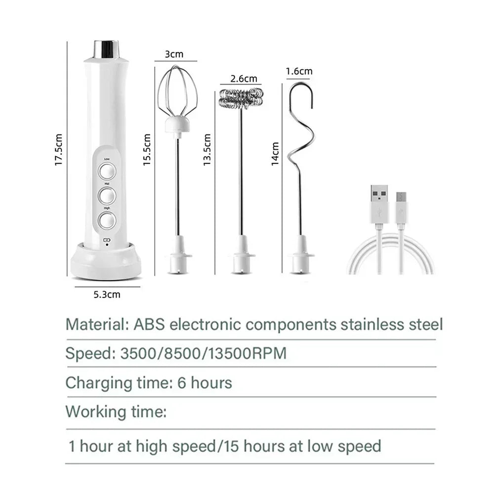 Stonego Rechargeable Handheld Milk Frother With Three Speed Settings