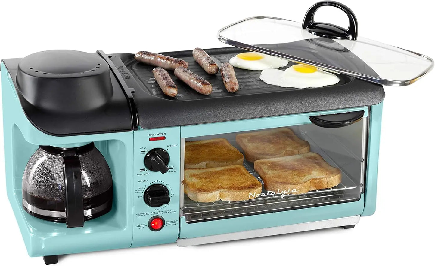 XMSJ 3 In 1 Breakfast Station Coffee Maker Griddle Oven