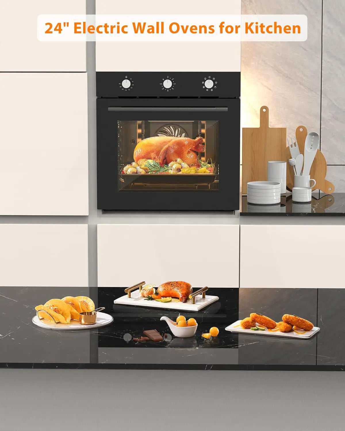 XMSJ Electric Wall Oven Convection Stainless Steel 8 Cooking Modes