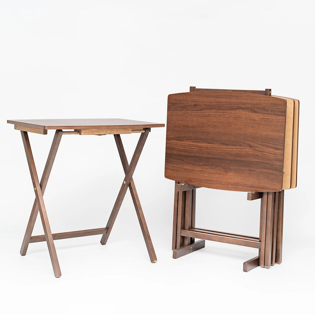 Mainstays 5-Piece Folding TV Tray Table Set With Storage Rack