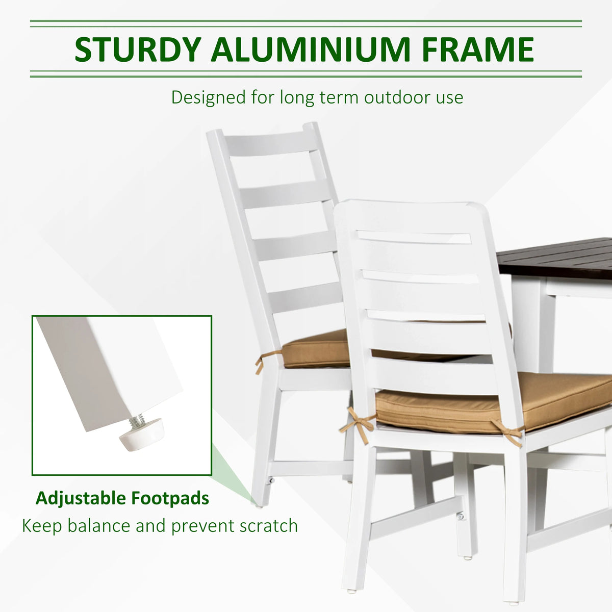 Outsunny Aluminum Outdoor Dining Set With Cushions And Umbrella Hole