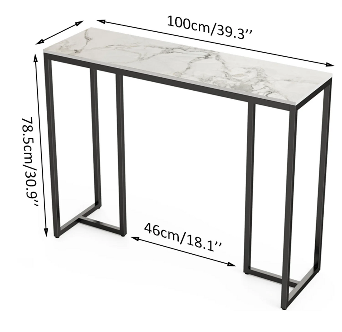 Modern Marble Console Table With Metal Frame For Entryway