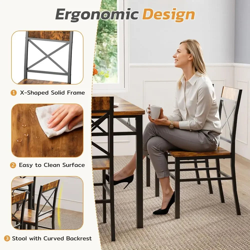 XMSJ 7 Piece Dining Table Set With 6 Chairs Farmhouse