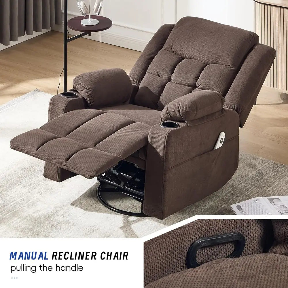 Swivel Recliner Chair With Massage And Heat For Adults