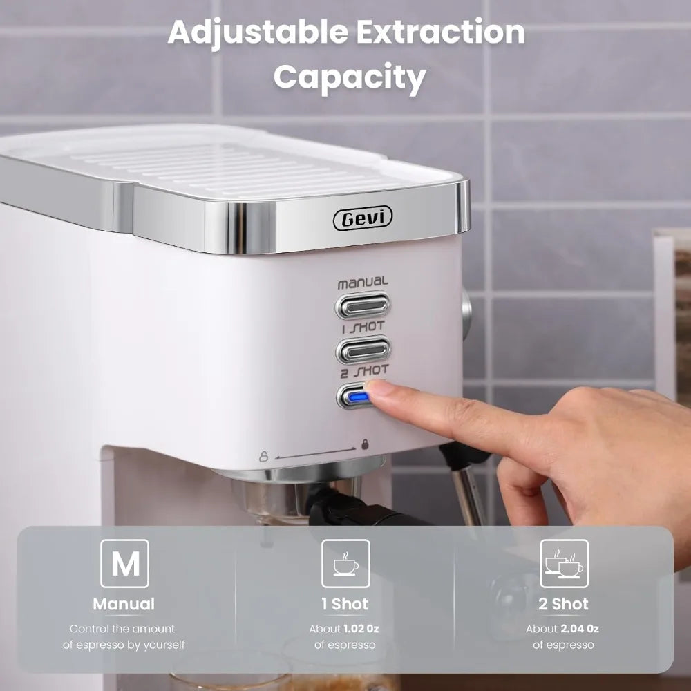Gevi Espresso Machine 20 Bar With Milk Frother Steam Wand