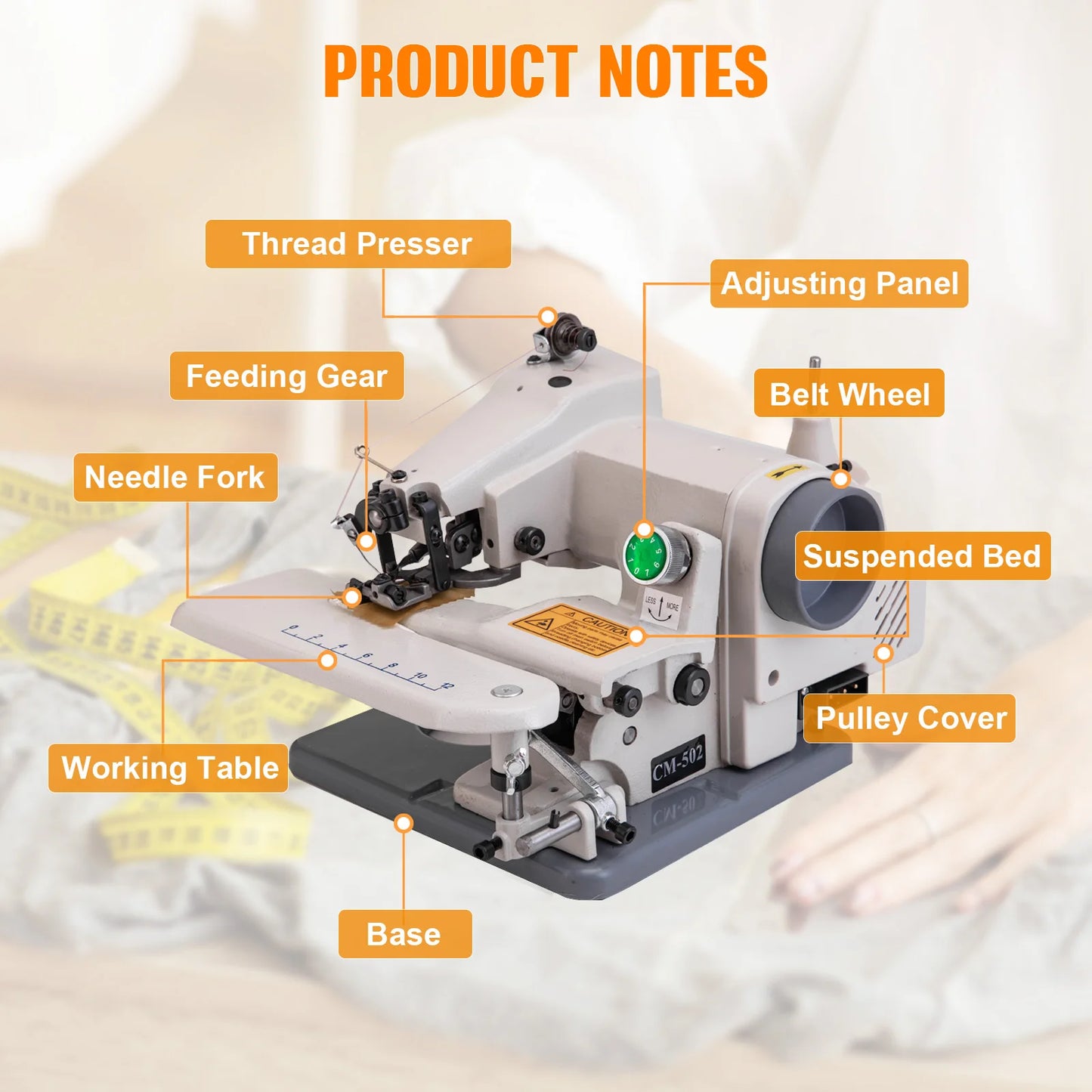 Portable Blindstitch Hem Chain Stitch Sewing Machine 1200 Stitches