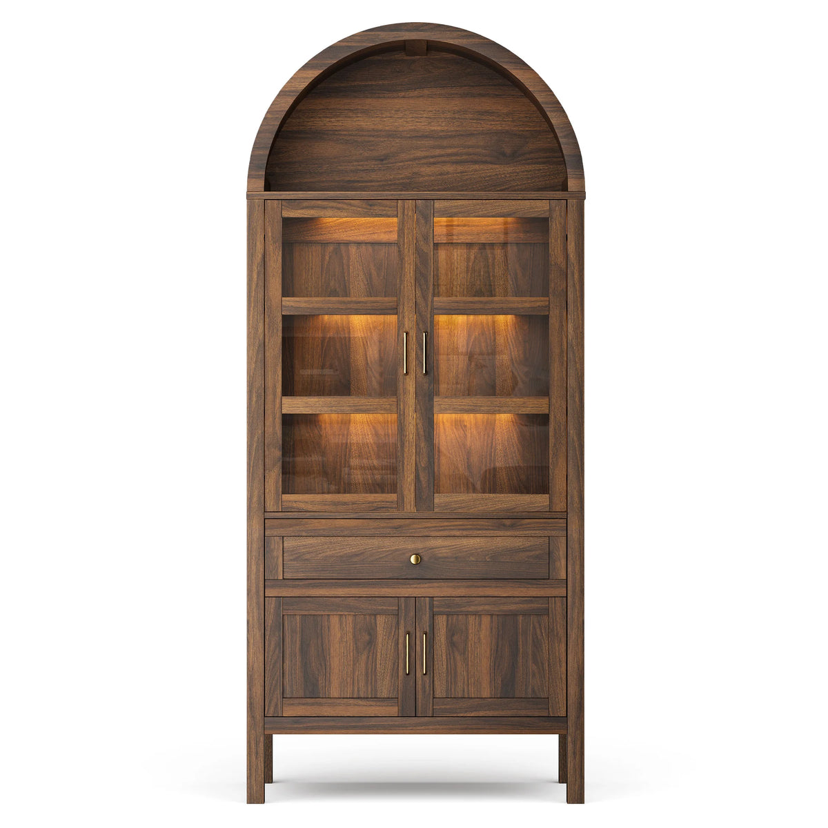 Cottinch Arched Storage Cabinet Adjustable Shelves Dimmable LED Lights
