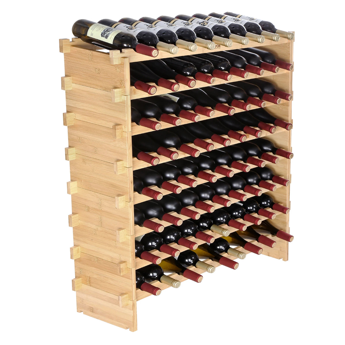 SucceBuy Stackable Bamboo Wine Rack Storage Organizer