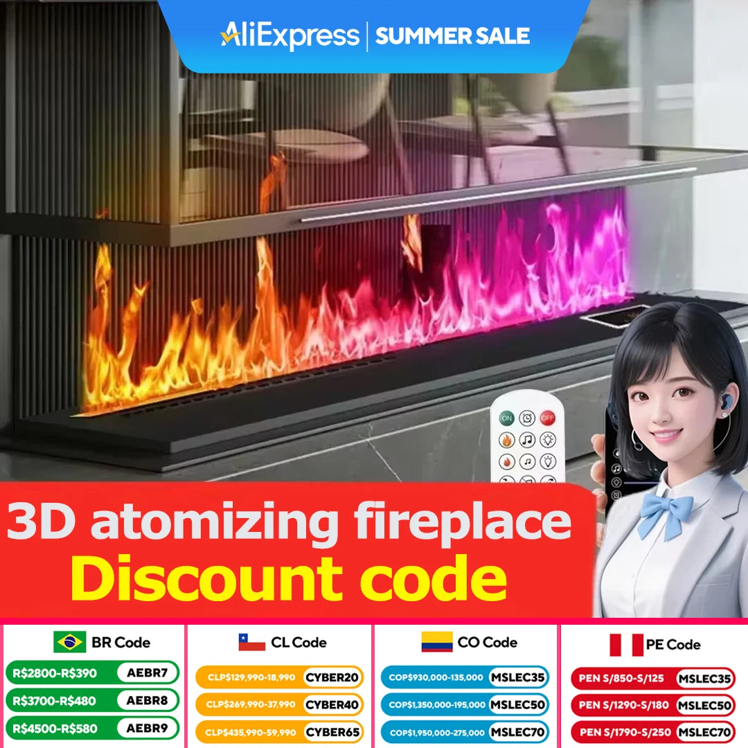 AFLYEVER Atomizing Fireplace Simulated Flame Humidifier With Remote