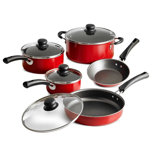 Tramontina Nonstick Cookware Set With Tempered Glass Lids Stackable