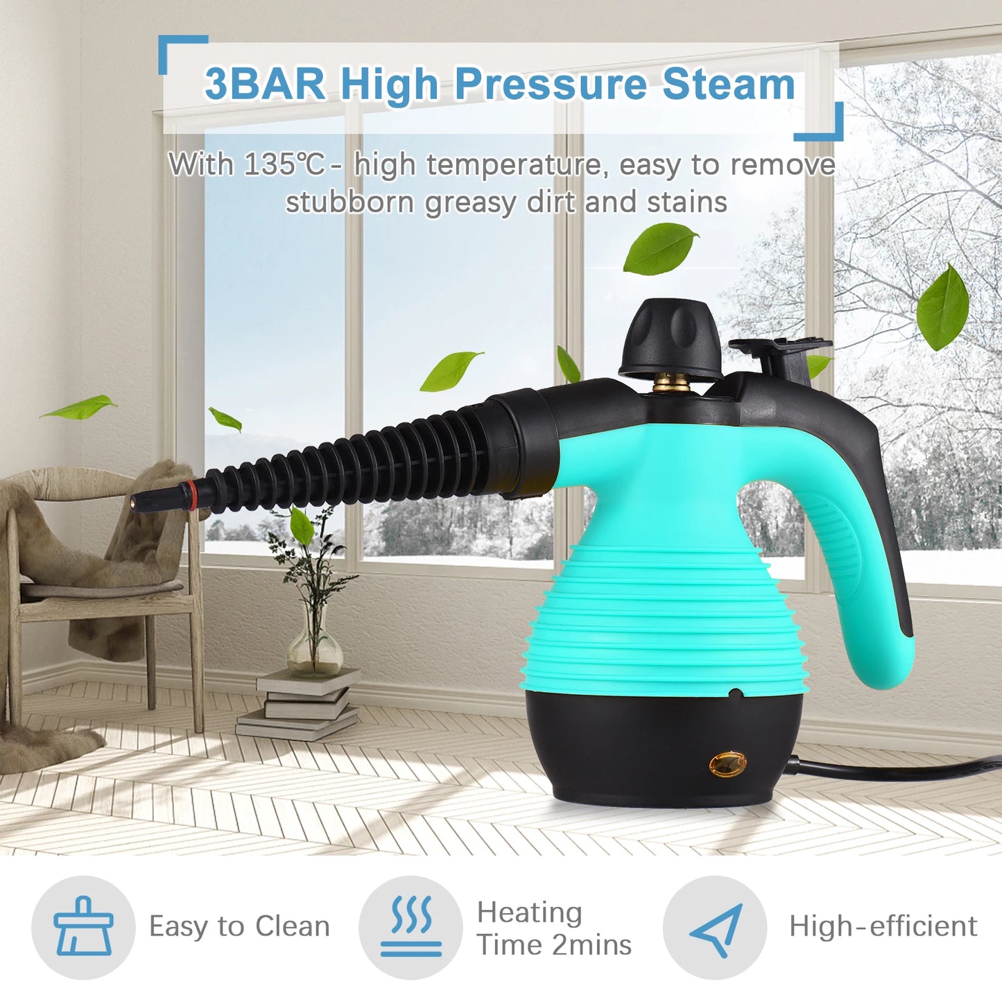 Romellar Portable Handheld Steam Cleaner 1050W High Temperature Pressurized