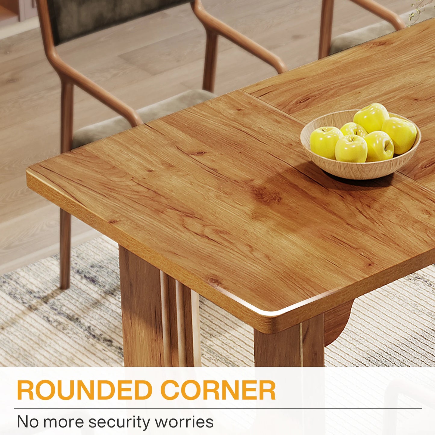 LITTLE TREE Modern Dining Table With Wood Pedestal Base
