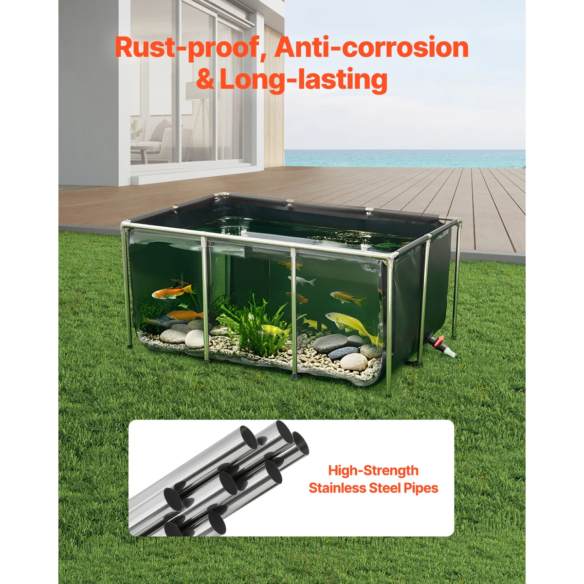 SucceBuy PVC Koi Pond Tank With Clear Viewing Panel