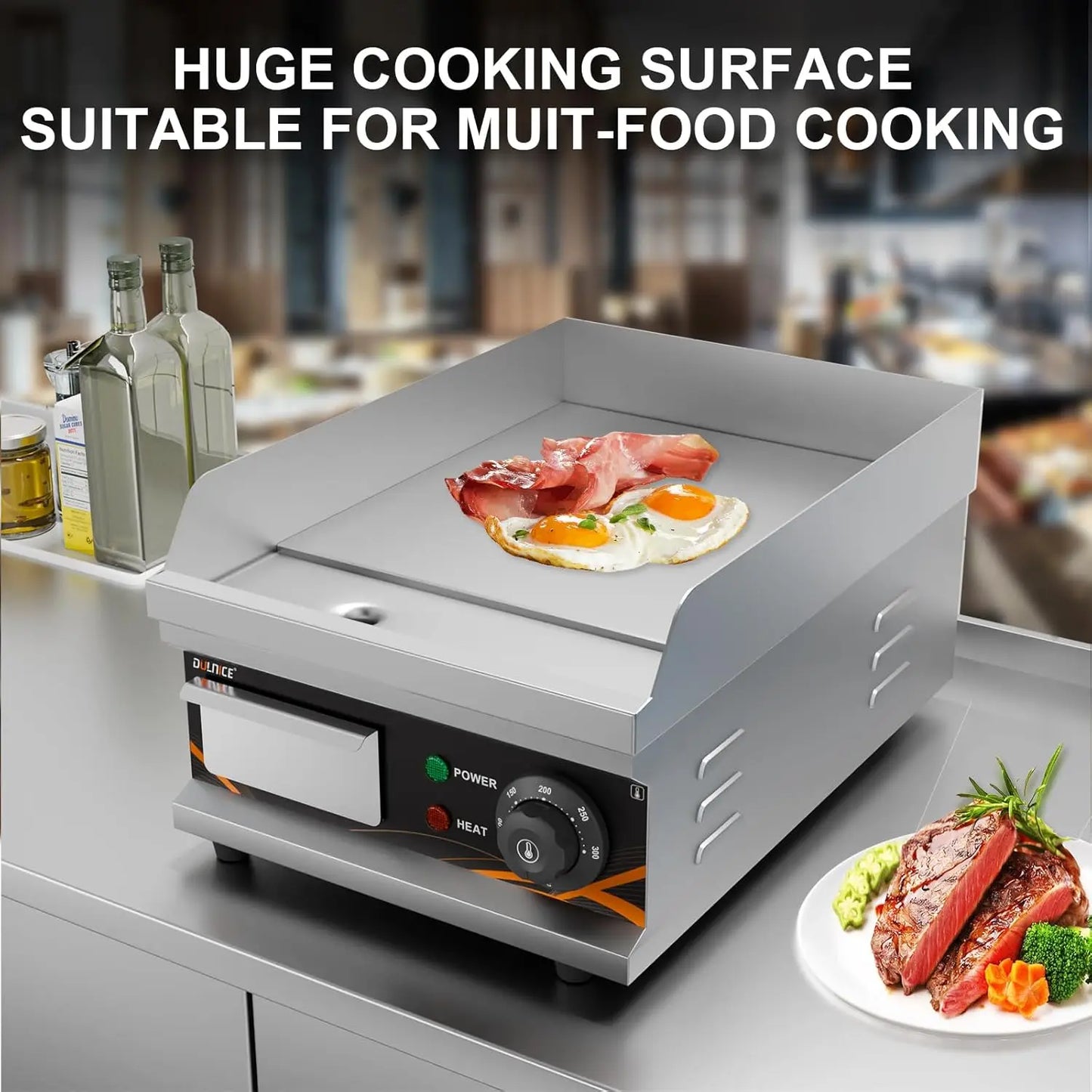 XMSJ Commercial Electric Griddle Flat Top Grill With Temperature Control