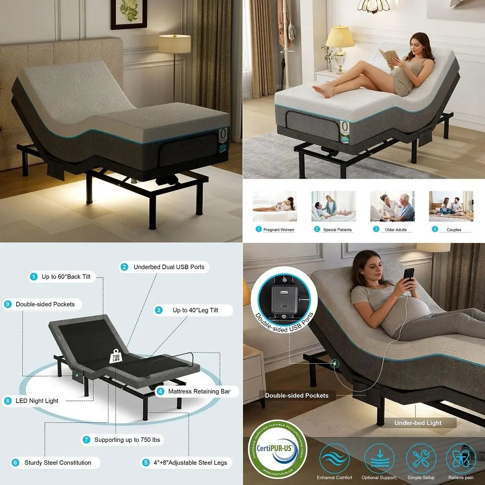Adjustable Bed Base With Dual Motor And OneTouch Smart Presets