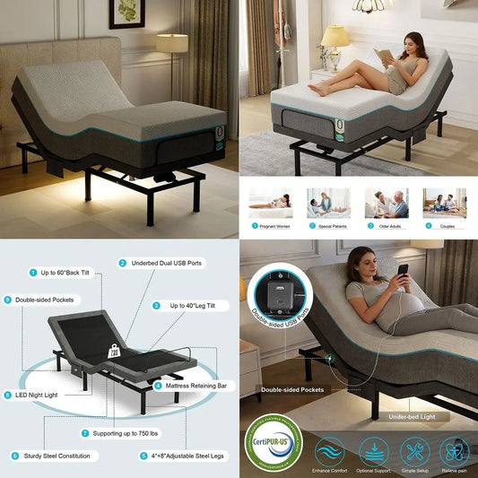 Adjustable Bed Base With Dual Motor And OneTouch Smart Presets
