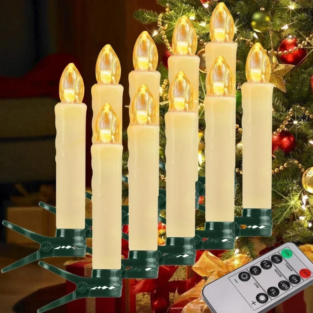Clip On LED Flameless Taper Candles With Remote Timer