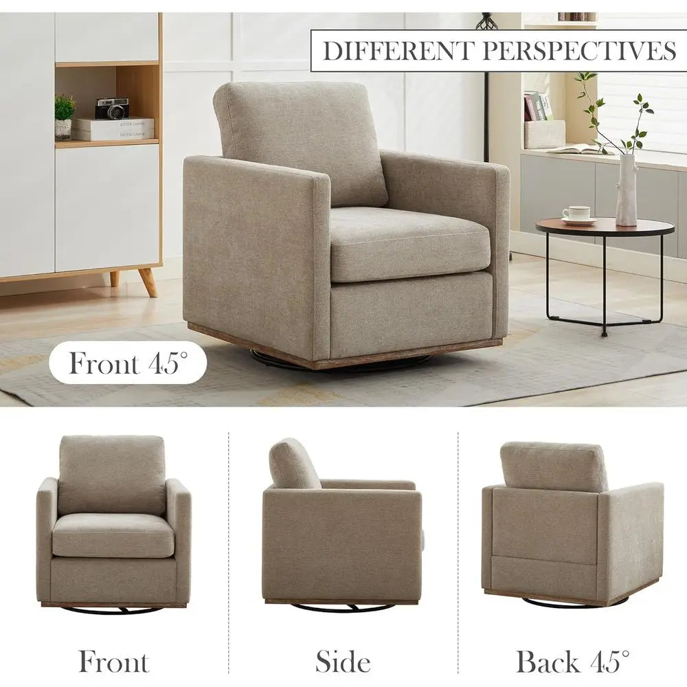 Swivel Accent Chair With Wavy Chenille Upholstery For Living Room