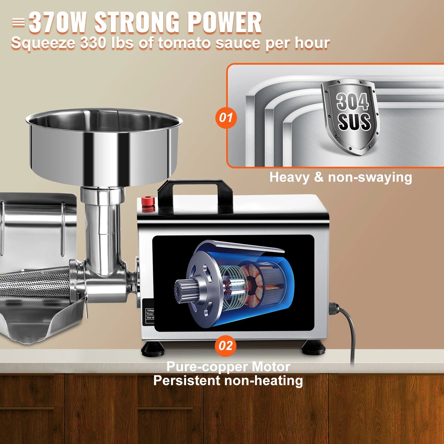 VEVOR Electric Fruit Press Strainer Machine 90 To 160 KgPerHour