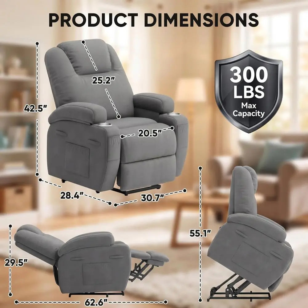 Power Lift Chair Massage Recliner With Cup Holders And Remote Control