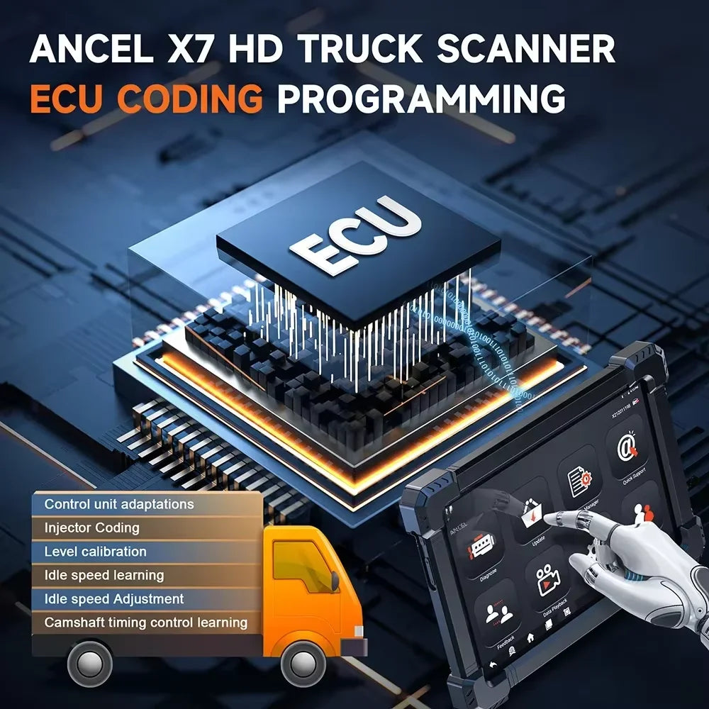 Ancel X7 HD Diesel Truck Diagnostic Scanner With ECU Coding