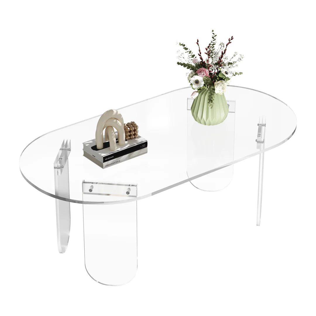 ARTLOGE Clear Acrylic Coffee Table Modern Minimalist Living Room