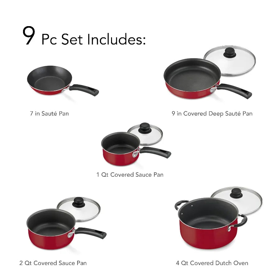 Tramontina Nonstick Cookware Set With Tempered Glass Lids Stackable